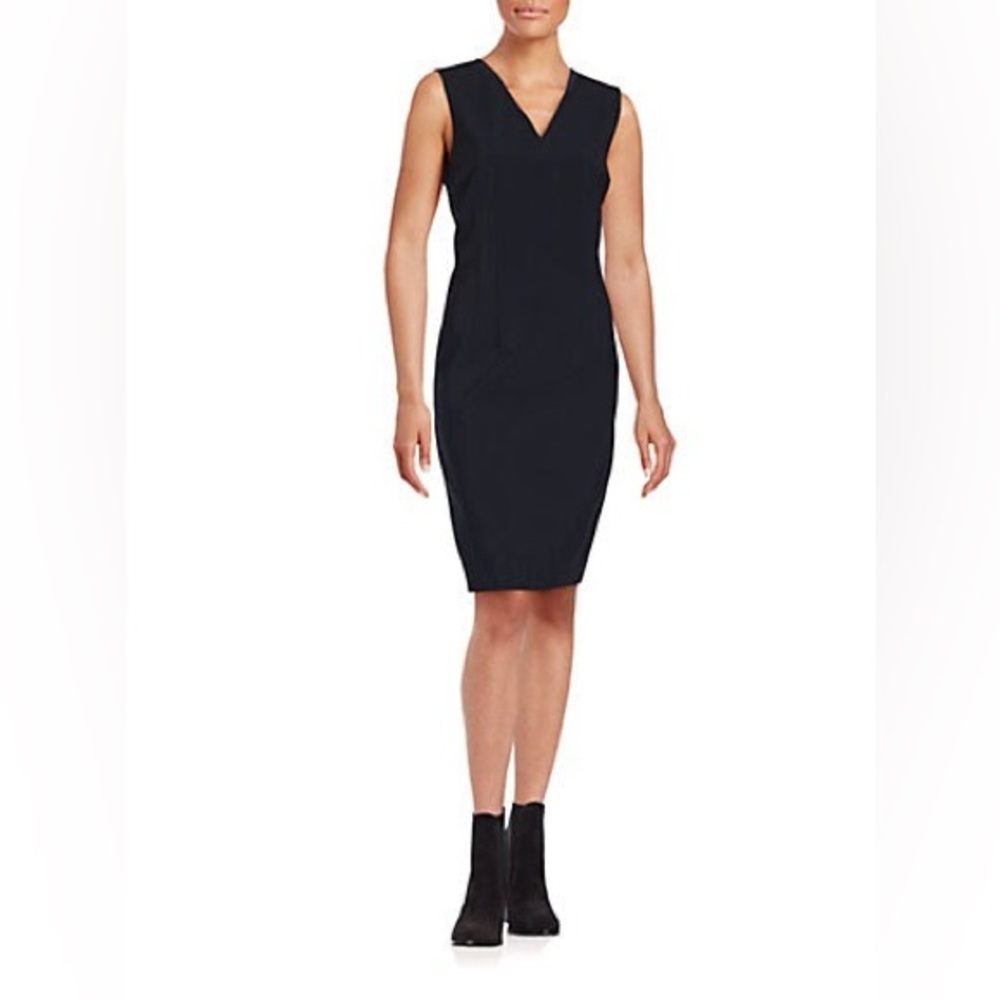 Elie Tahari Black V-Neck Midi Dress